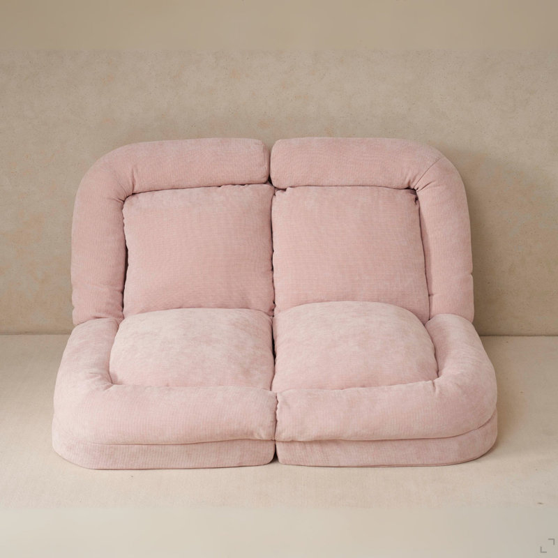 Convertible Fold-Out Double Sofa Bed, Pink