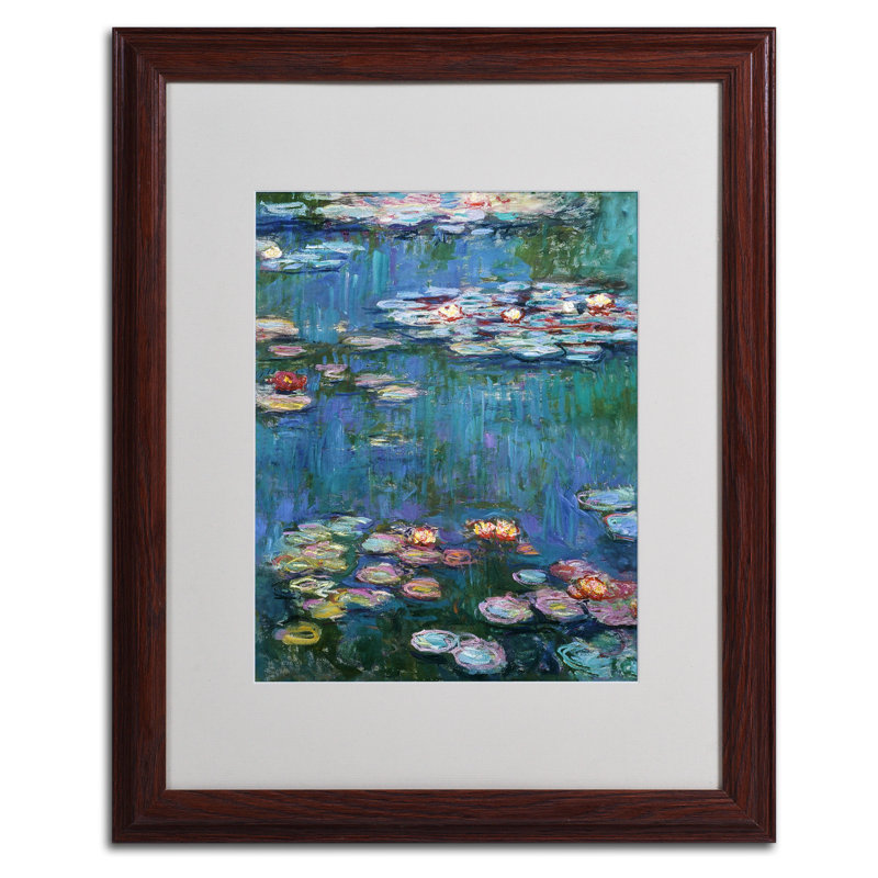 «Waterlilies Classic» par Claude Monet, reproduction d'art sur toile encadrée, H 14 po x l 11 po x P 0,5 po, Brun