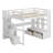 Full Size Loft Bed with Desk and Shelves, Two Built-in Drawers, Storage Staircase-349459616