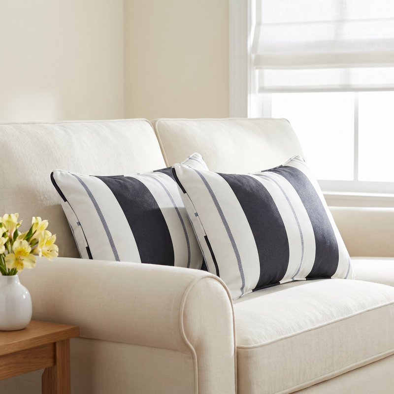 Deana Sunbrella® Lumbar Rectangular Indoor/Outdoor Pillow Cover & Insert, Blue/White, 13" H x 20" W
