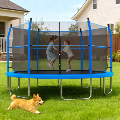 Trampoline With Ladder And Enclosure Net For Kids And Adults, Heavy-Duty 14' Outdoor Trampoline For Backyard