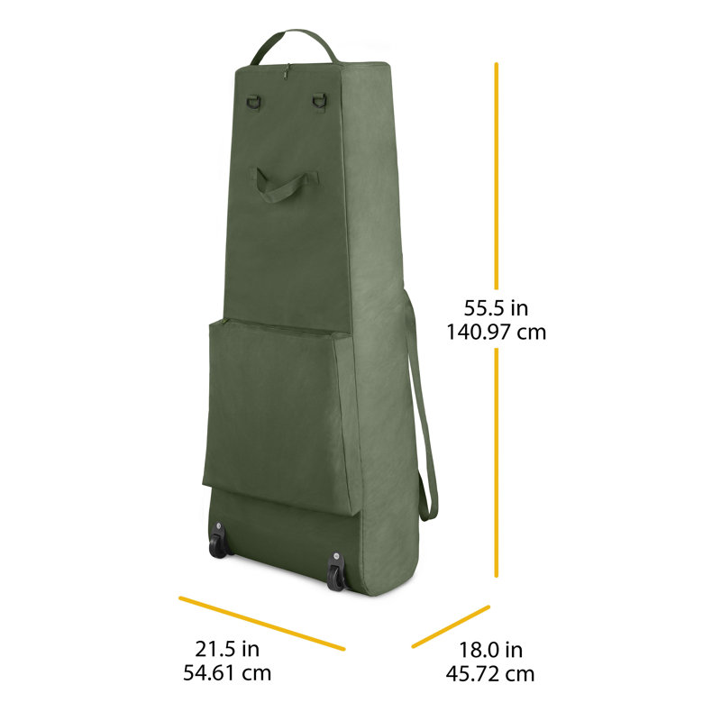 Extra-Large Green Upright Christmas Tree Storage Bag with Wheels