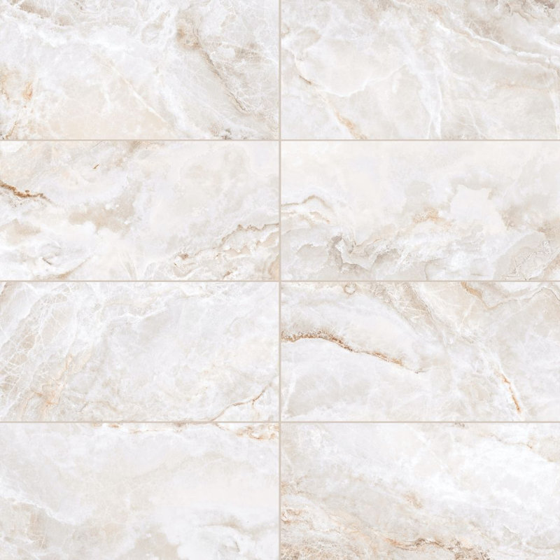 Carreau de porcelaine pour plancher et mur 24 po x 48 po Banff, Onice blanc