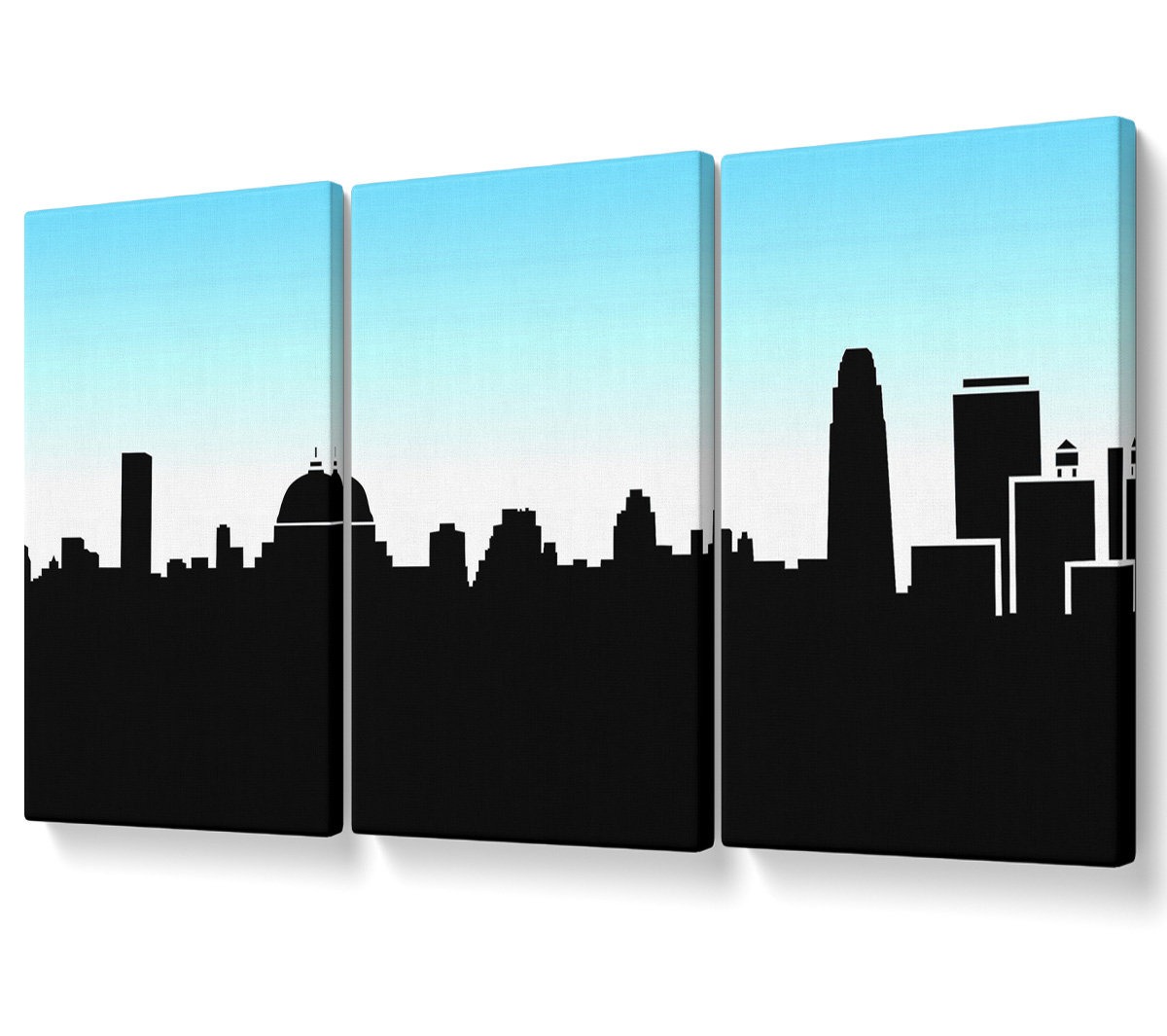Ebern Designs City Skyline Silhouette - 3 Piece Wrapped Canvas Graphic ...