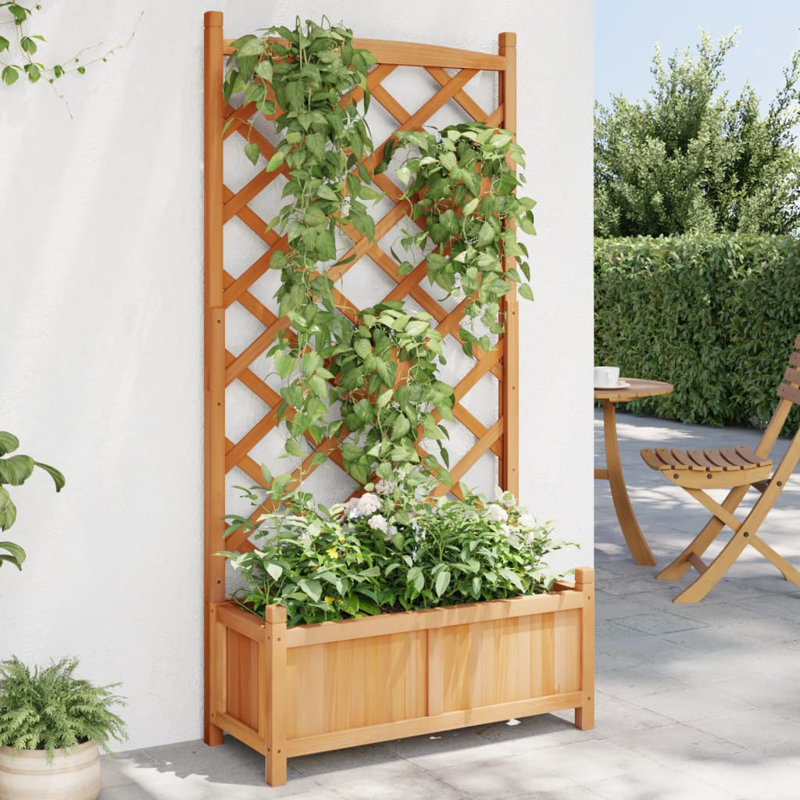 Wood Pot Planter, Brown, 59.1" H x 29.5" W x 13.8" D