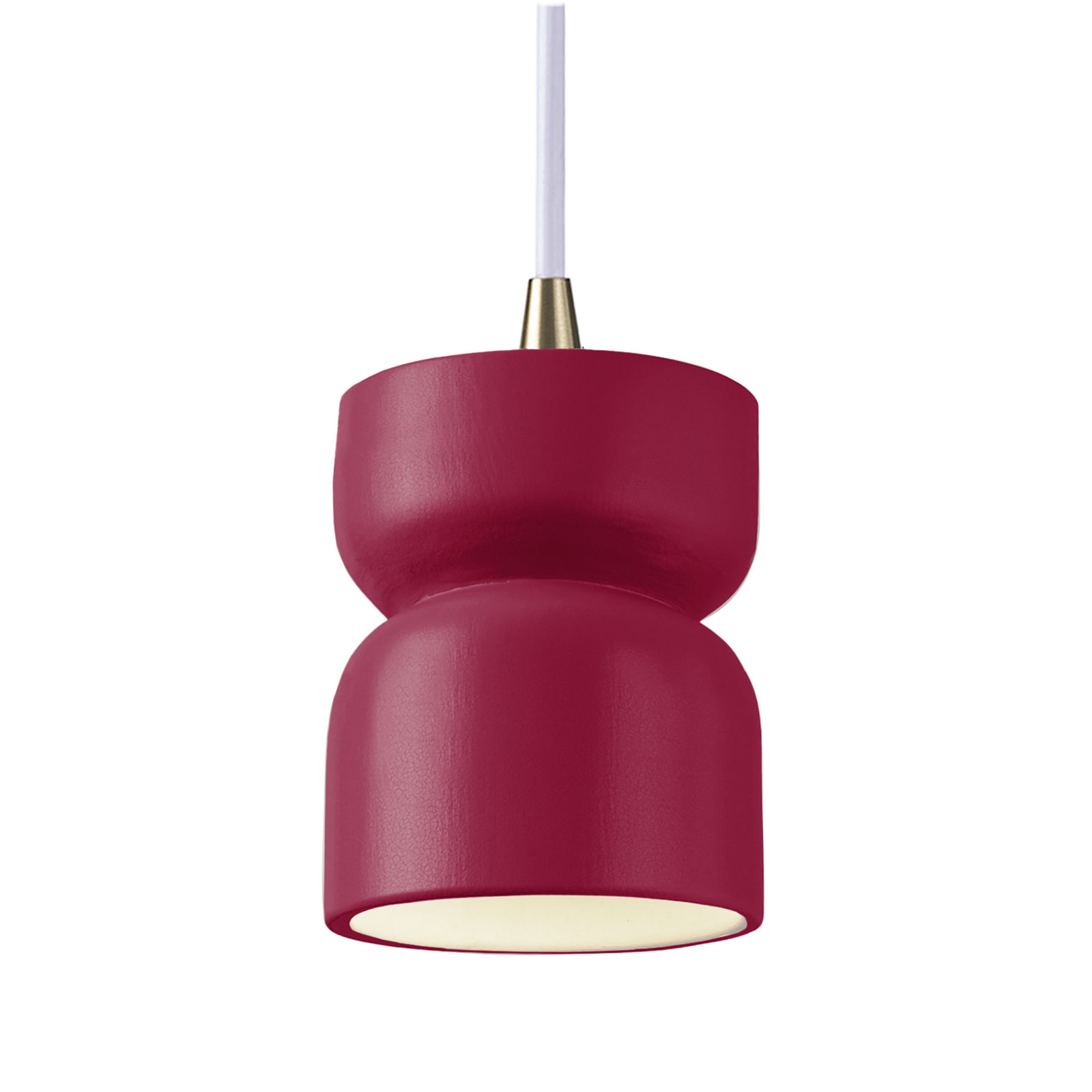 Nysta Ceramic Dimmable Pendant, Cerise, Antique Brass