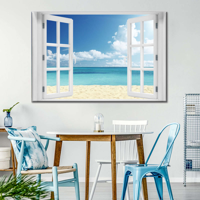 Window To Remote Beach Canvas Print, H 8 po x l 12 po x P 1 po