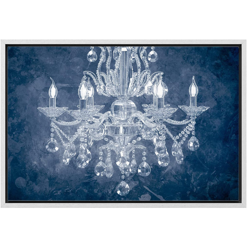 Impression sur toile sur toile lustre en cristal bleu marine et blanc fantaisiste, H 24 po x l 36 po x P 1,5 po