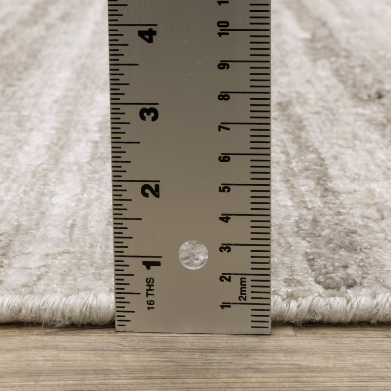 Michalski Textural Distressed Stripe Beige/ Brown Hand-made Area Rug, Rectangle 8' x 10'