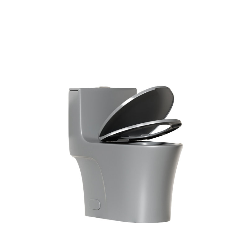 1/1.60 Toilet, Grey 002, Elongated Comfort Height Floor Mounted, Soft Closing Seat For Bathroom Toilet In 002 Glow, , Water Mounted With Uplifting