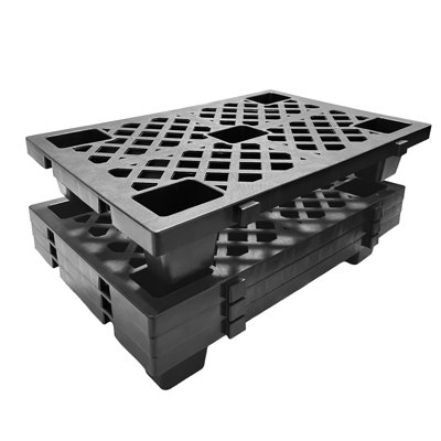 Heavy Duty Nestable Interlinked Plastic Pallets – Lightweight, Waterproof & Dampure-Proof Storage Pads with Breathable Grid, Ideal for Warehouse, Garage, Basement, Indoor & Outdoor Use, 23.6" x 15.7" x 3.9", 6 Pack, Black (6-Piece Black Set)