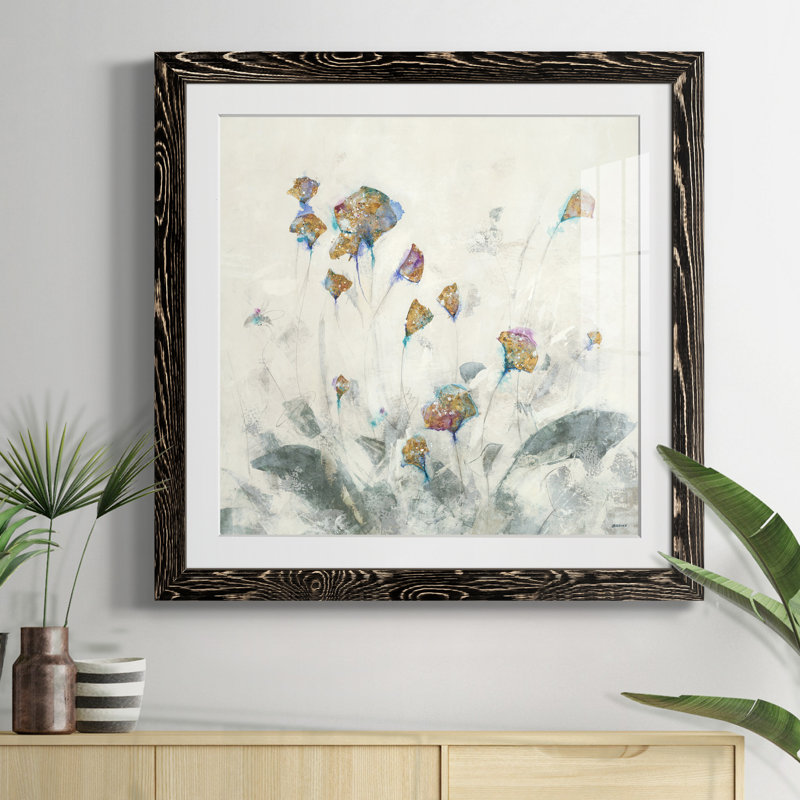Bloom I - peinture encadrée, Papier noir, H 35,5 po x l 35,5 po x P 1,5 po