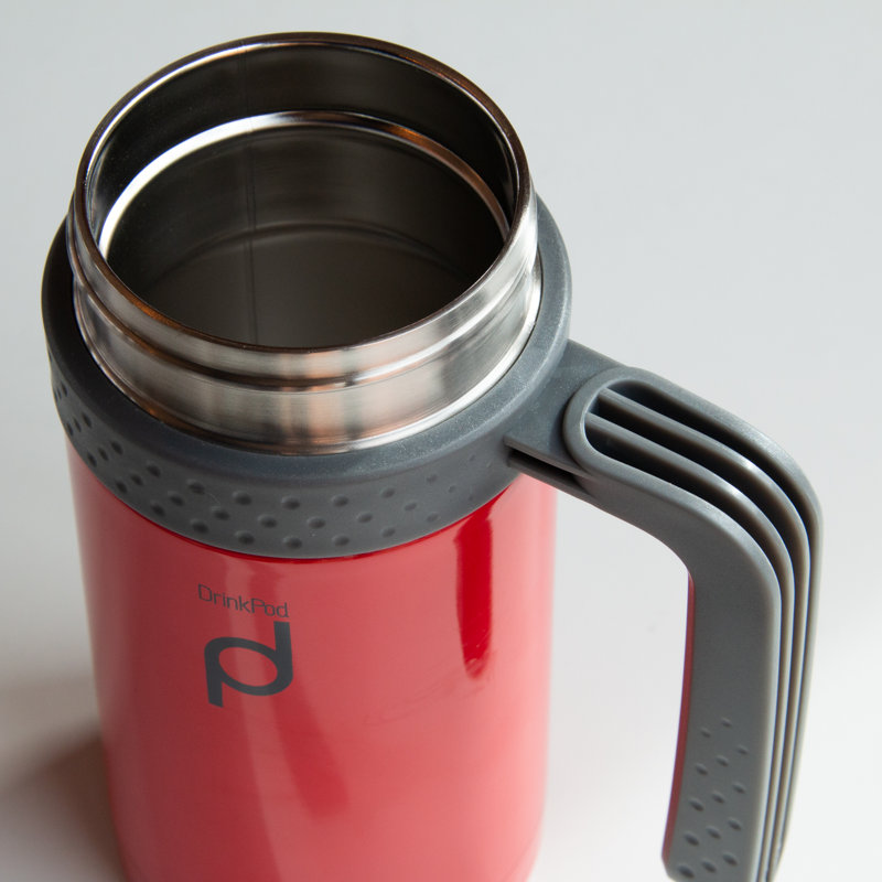 Grunwerg Drink Pod Stainless Steel Travel Mug, Red