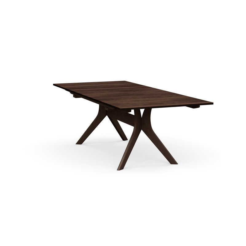 Audrey Extendable Solid Wood Trestle Dining Table, Natural Walnut, 66" L x 38" W