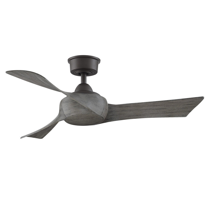 Wrap Custom 44 inch Indoor/Outdoor Ceiling Fan - Matte Greige with Weathered Wood blades, Weathered Wood, Matte Greige