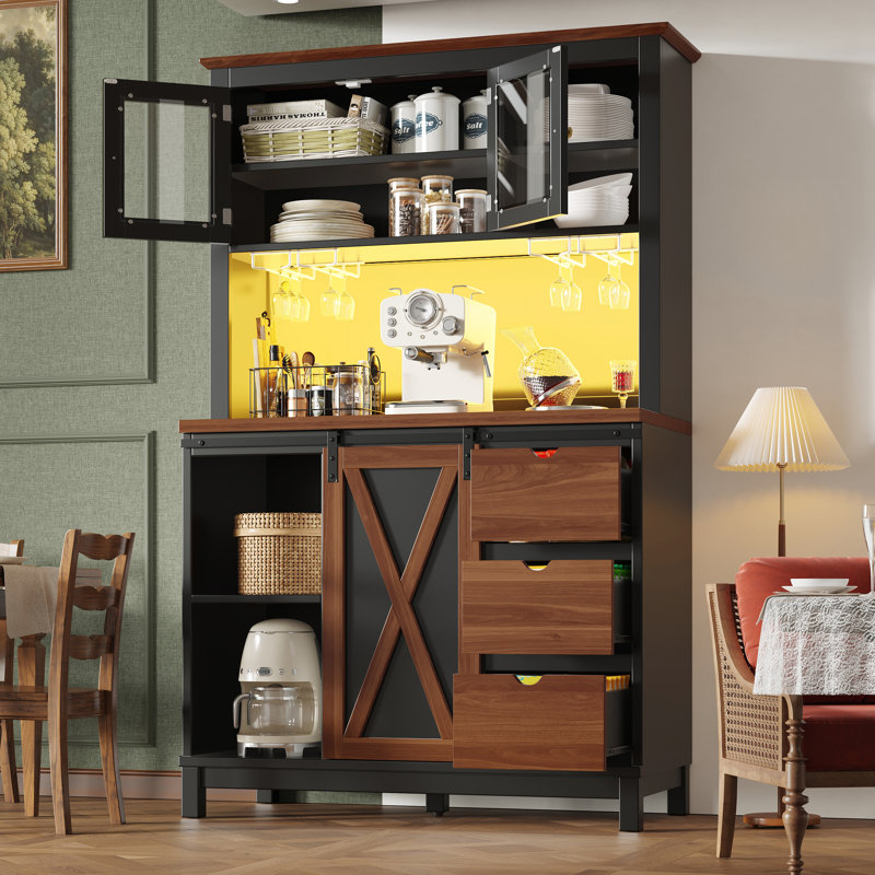 180cm Kitchen Pantry, Black