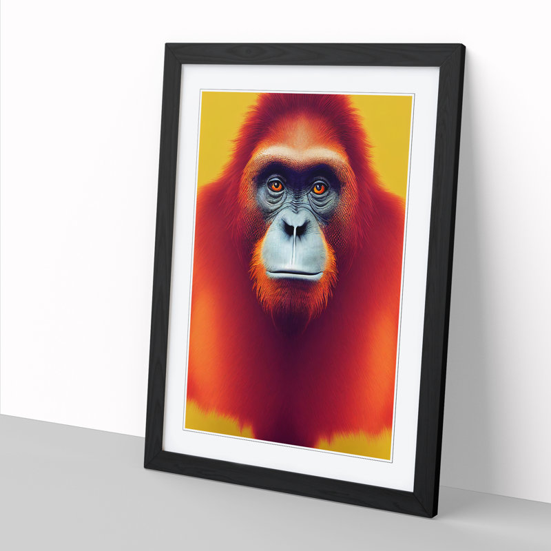 FRM-V0523-1640X Orangutan Art - Picture Frame Print, 46cm H x 34cm W x 2cm D, Black