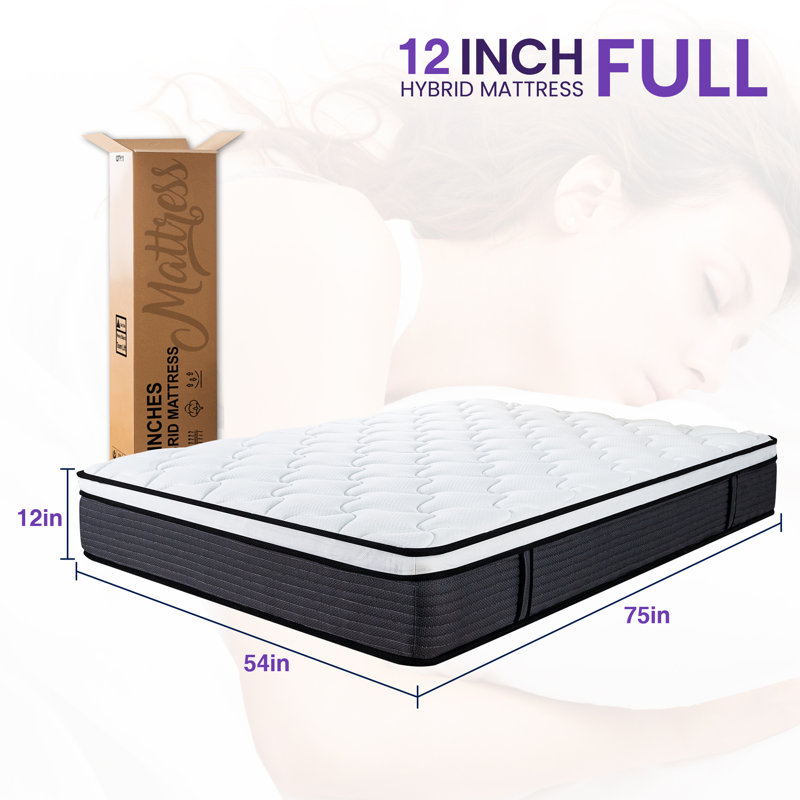 Langione Medium Firm Hybrid and Cooling Foam Mattress, Pressure Relief, and Motion Isolation, CertiPUR-US, Mattress in a Box