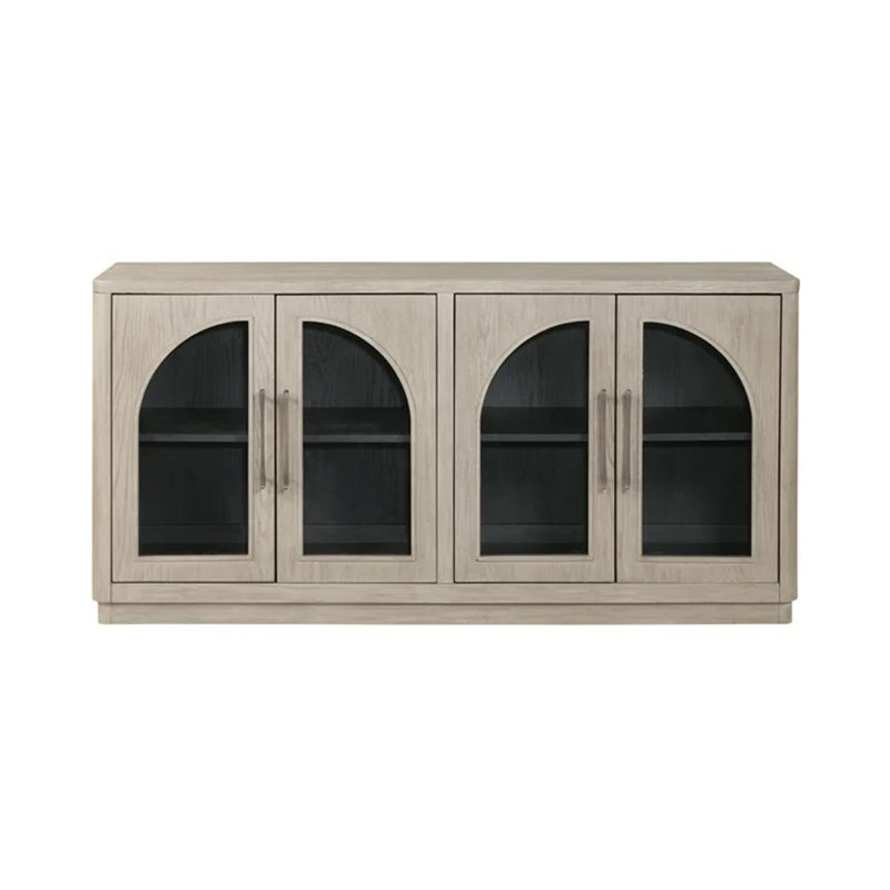 Mong Wood Four Door Credenza, Natural Gray Oak