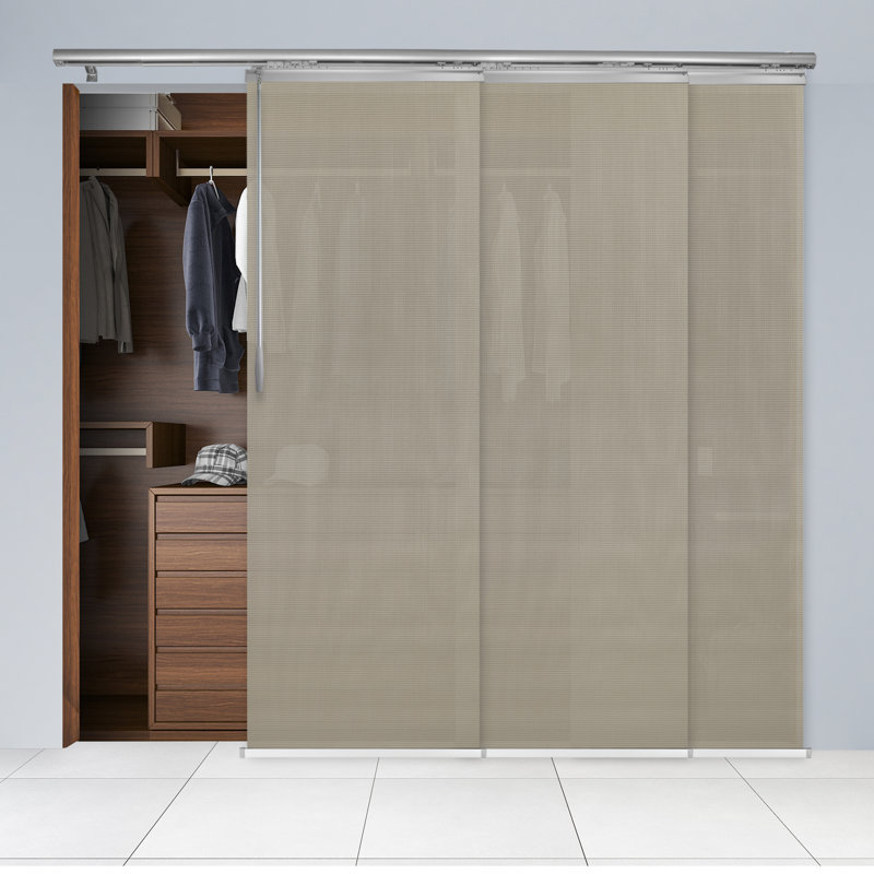 Rail extensible à 3 panneaux Slard Mesh Slate 36 po à 66 po, largeur du panneau 23,5 po, Nickel satiné, L 66 po x L 116 po