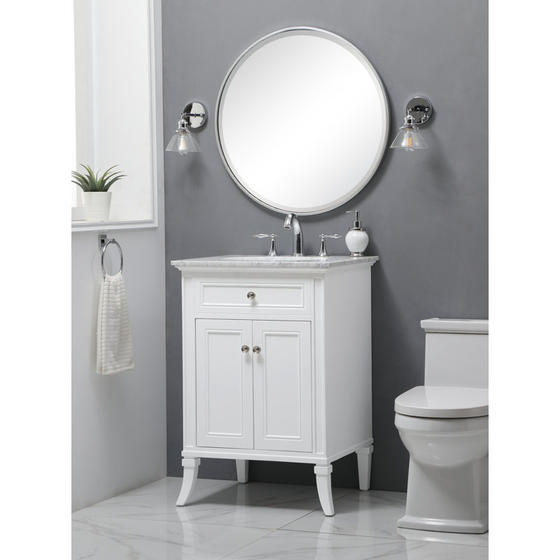 Ensemble de meuble-lavabo simple 24 po Inverleigh, Blanc, Carrare blanc, Chrome