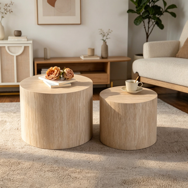 Ensemble de 2 tables basses gigognes avec base robuste, Amber