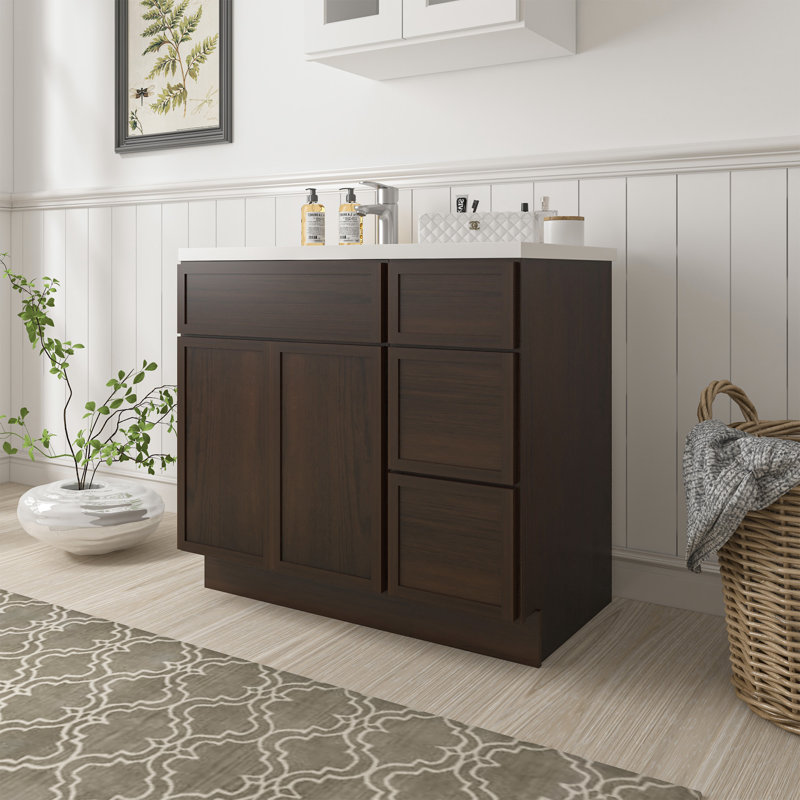 Base de meuble-lavabo simple 36 po seulement, Brun