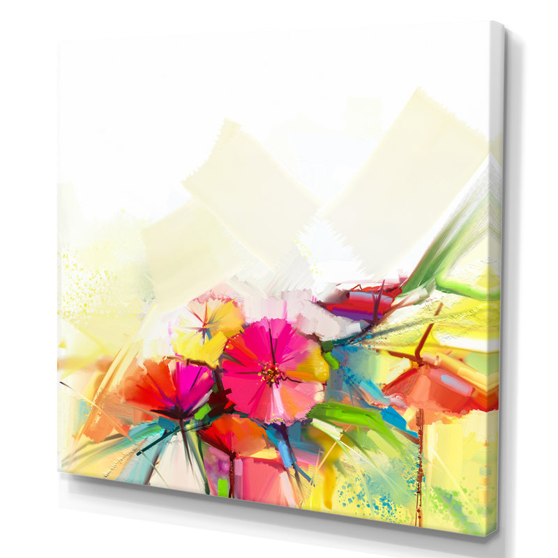 «Paintbrush Spring Flowers Impression», reproduction sur toile encadrée, H 16 po x l 16 po x P 1 po, Toile tendue
