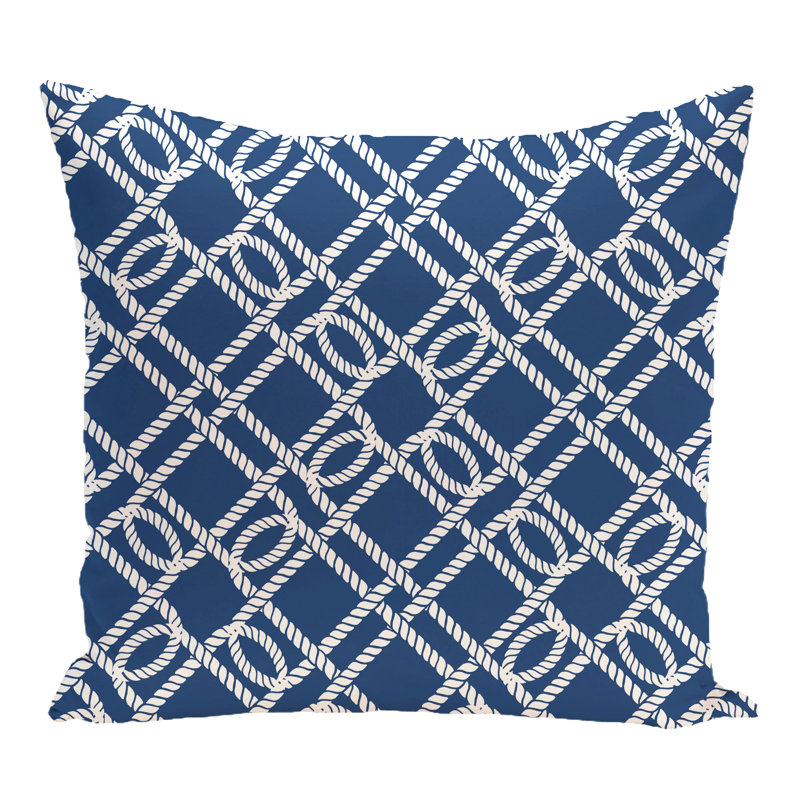 Know the Ropes Outdoor Square Pillow Cover and Insert, 18"x18", Blue