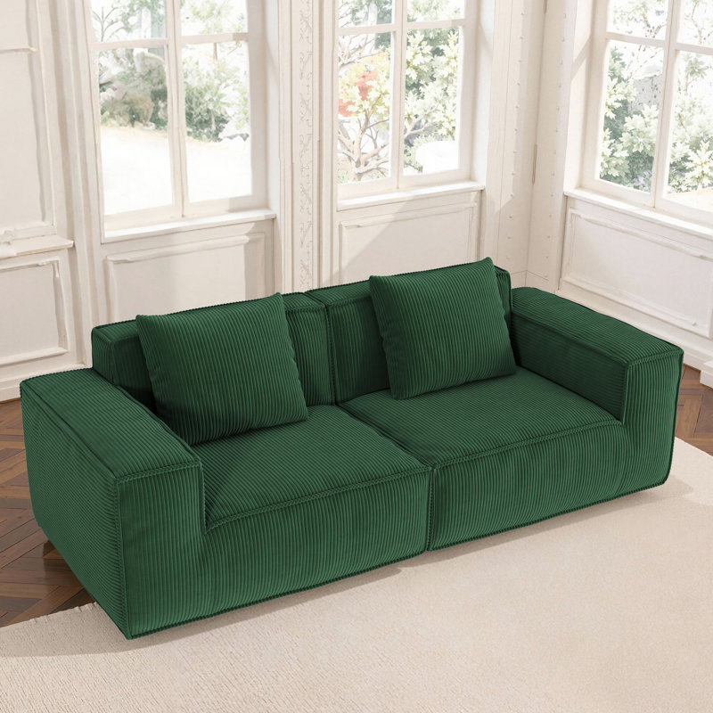 Modulaire pour deux personnes, conversion au lit, structure en éponge confortable, profondeur d'assise profonde convertible large, tissu respirant de luxe, aucun assemblage requis