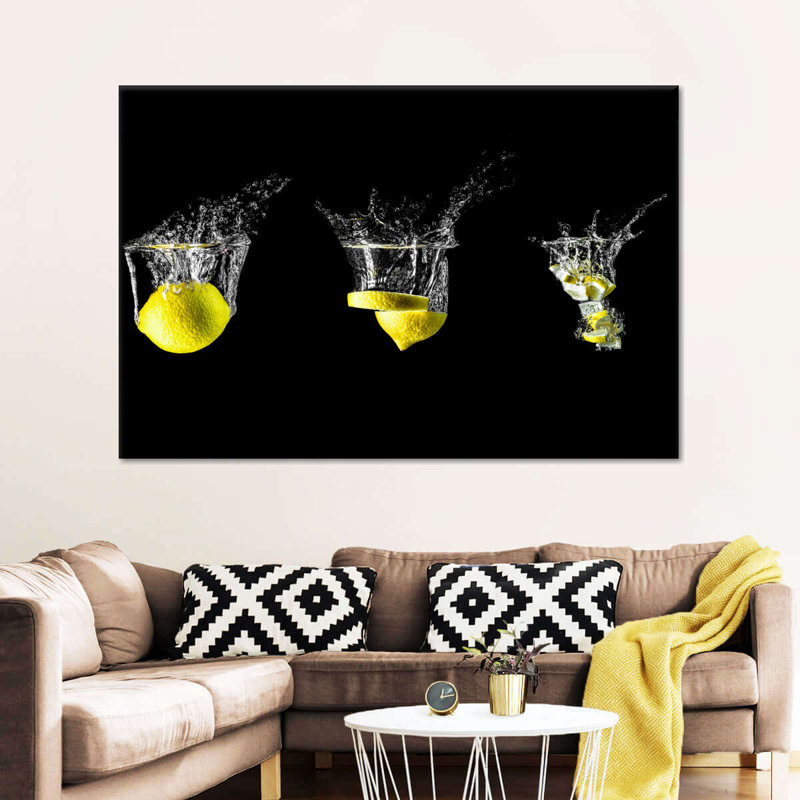 Lemon Splashes Canvas Print, 34" H x 51" W x 1.25" D