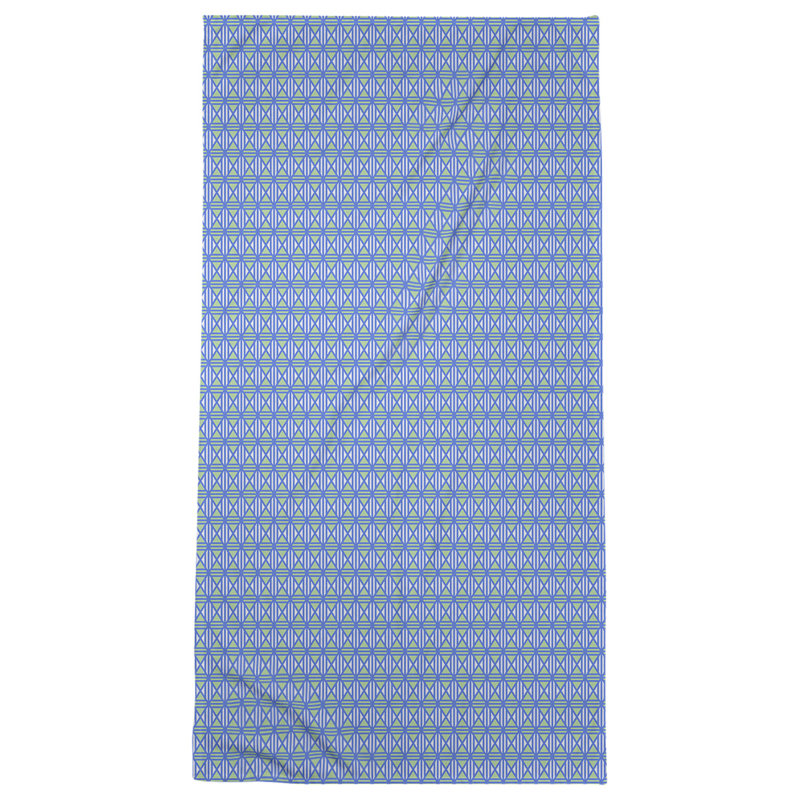 Serviette de bain à losanges, Bleu ciel / Vert