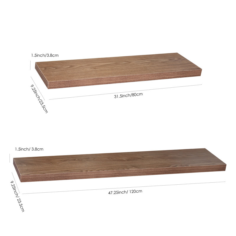 Bangor 2 Piece Floating Shelf, JD Walnut, 1.5" H x 47.2" W x 9.25" D