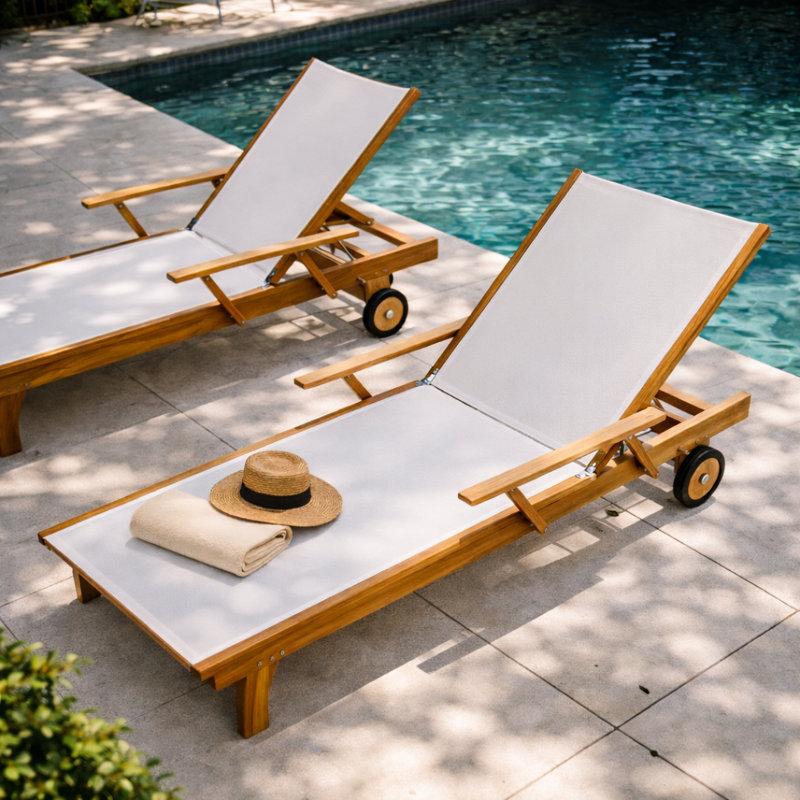 Chaise longue simple inclinable 30,8 po Maximilian, Blanc