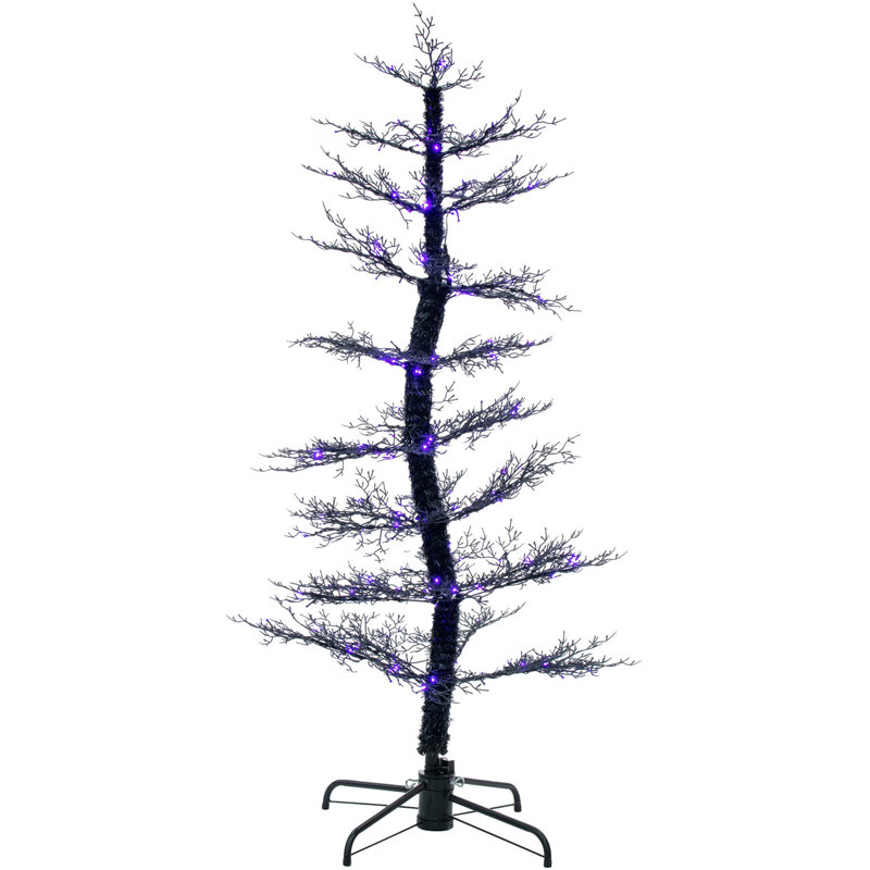 Creepy Yard Decor 5-Ft Halloween Tree LED Lights, Screaming, Movement, Spooky Sound - Indoor/Outdoor, Purple