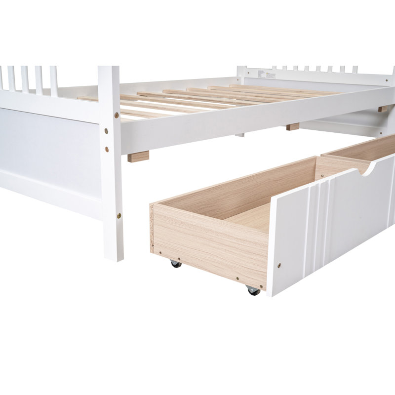 Daybed Wood Bed With Two Drawers, Twin, White