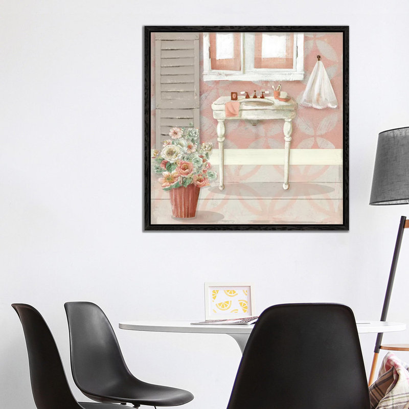 Blushing Bath Sink I by Carol Robinson - Print on Canvas, Black Framed Canvas, 66.04 cm H x 66.04 cm W