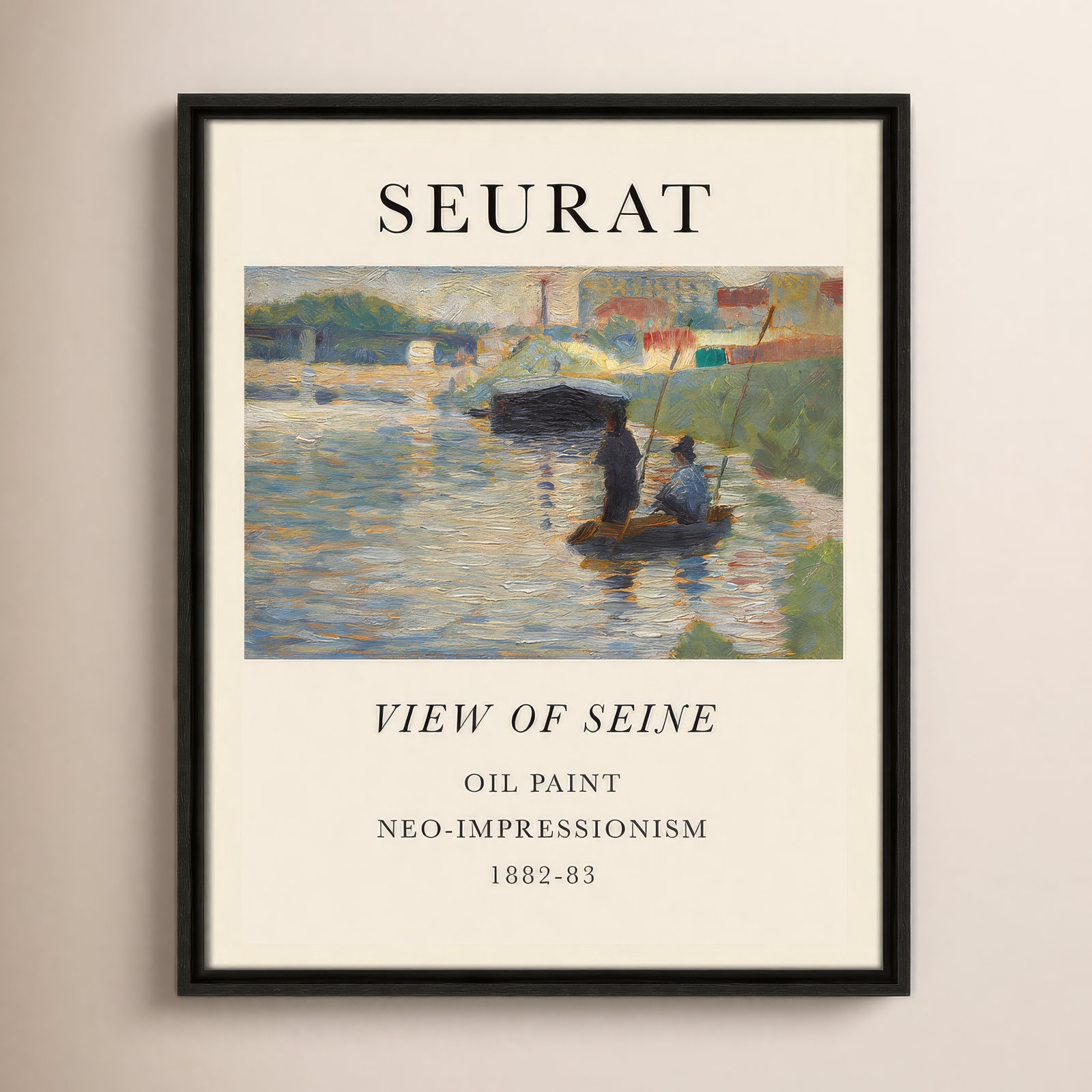 Old Masters Collection "View of Seine" Print, Espresso Floater Frame, No, 49.5" H x 37.5" W x 2" D
