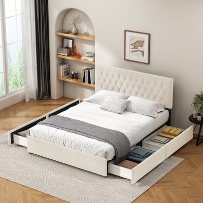 4 Drawers Upholstered Storage Bed
