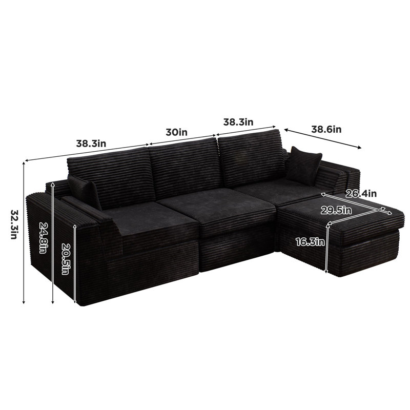 106.6" Modular Sectional Sofa With Chaise