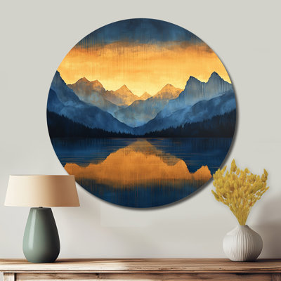 Safire Peaks At Dusk Mountains II - Décoration murale traditionnelle en métal jaune
