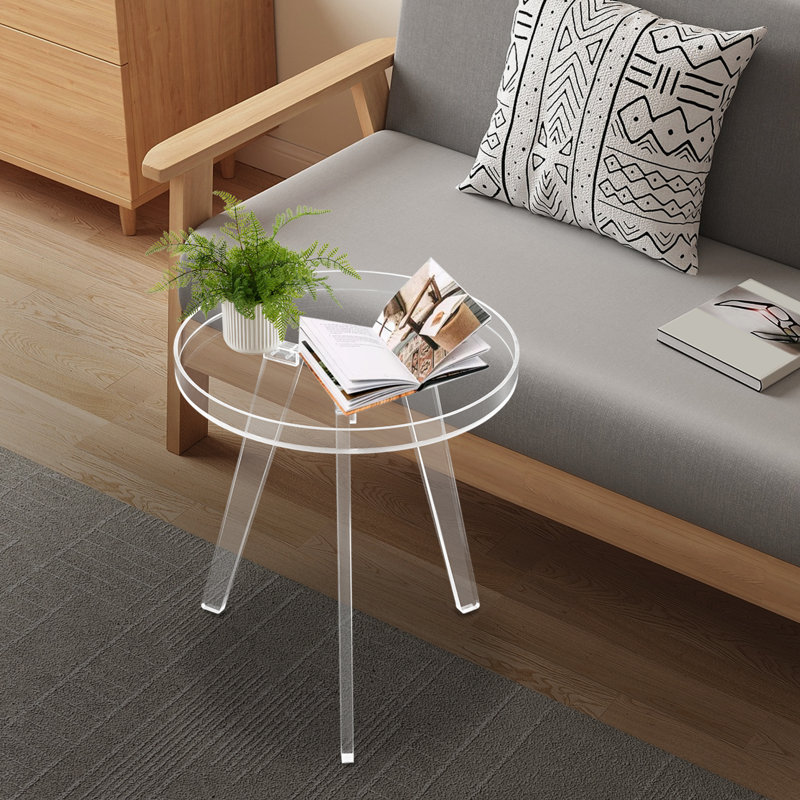 15.7" Simple Round Clear Acrylic Side Table