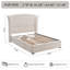 Lit plateforme tapissier à boutons capitonné avec velours crème-348349485-423072659