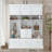 75" Hall Tree with Bench, 6 Drawers, 3 Cabinets & 3-Tier Top Storage-1456501142