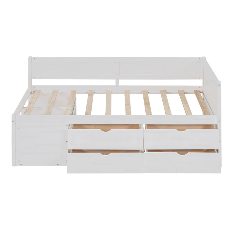 Lit de jour avec tiroirs et tablettes, Lit simple, Blanc