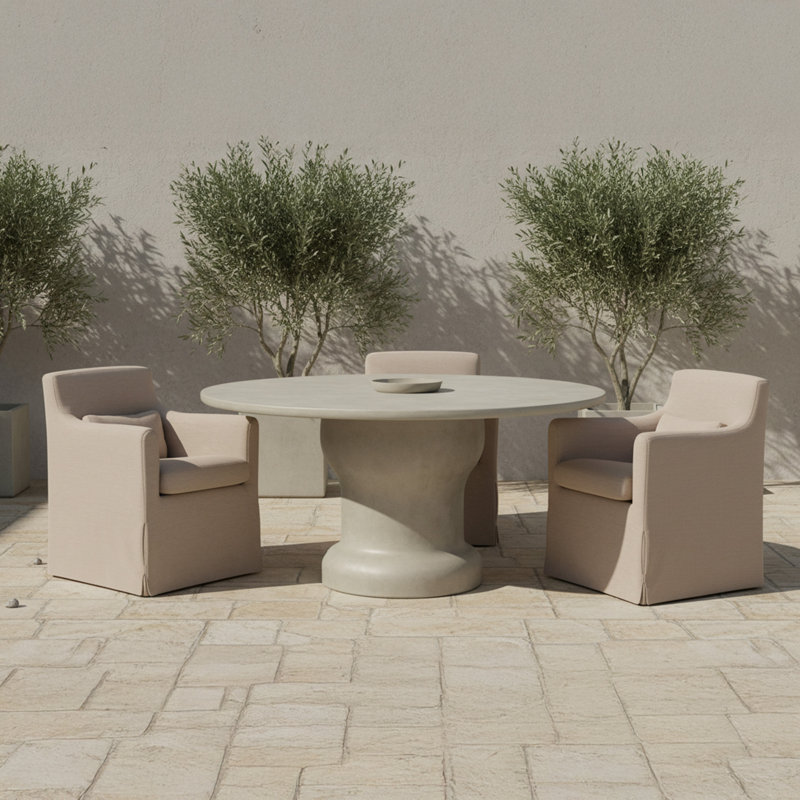 Lydia Outdoor Slipcover Dining Chair Cream, Dune Performance Fabric