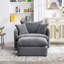 Oversized Modern Accent Chair With Ottoman, Comfortable Grey Chenille For Living Room