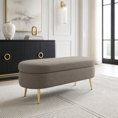 Banc de rangement repose-pieds ovale avec pieds en métal