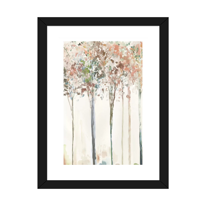 "Golden Trees I" par Allison Pearce, reproduction d’art, Papier encadré noir, H 24 po x l 16 po x P 1 po, Blanc