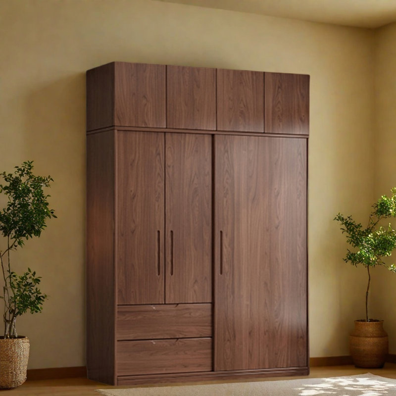 Garde-robe simple couleur noyer classique, H 98,43 po x l 78,74 po x P 23,62 po